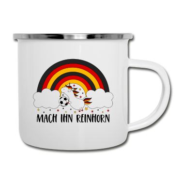 Einhörner Emaille Tasse - Deutschland Einhorn Mach Ihn Reinhorn Fußball Ball