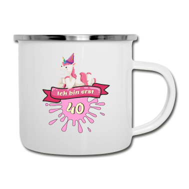 Einhörner Emaille Tasse - 40 Jahre, Runder 40. Geburtstag Einhorn T-Shirt Ge