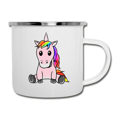 Einhörner Emaille Tasse - Einhorn Unicorn Einhörner