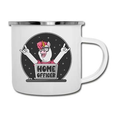 Einhörner Emaille Tasse - Homeofficer Einhorn Home Officer Büro Homeoffice