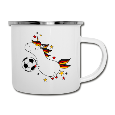 Einhörner Emaille Tasse - Deutschland Einhorn Ball Fußball Mädchen lustig
