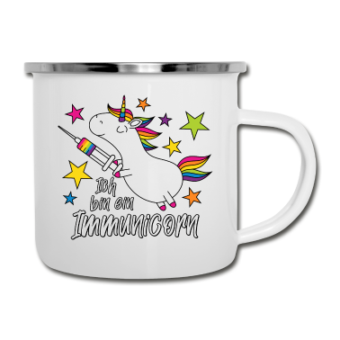 Einhörner Emaille Tasse - Geimpft Einhorn Ich bin ein Immunicorn