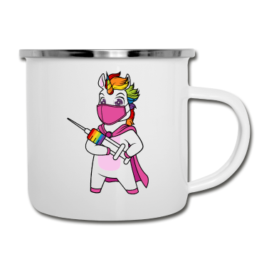 Einhörner Emaille Tasse - Geimpft Einhorn Immunicorn