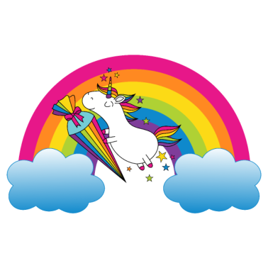 Motiv Einhorn Einschulung Schule Regenbogen Sterne bunt