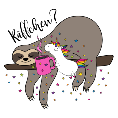 Motiv Kaffee Einhorn Faultier Käffchen Kaffeetasse Büro