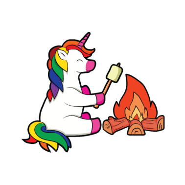 Motiv Lustig Einhorn Camping Lagerfeuer Zelt Pfadfinder