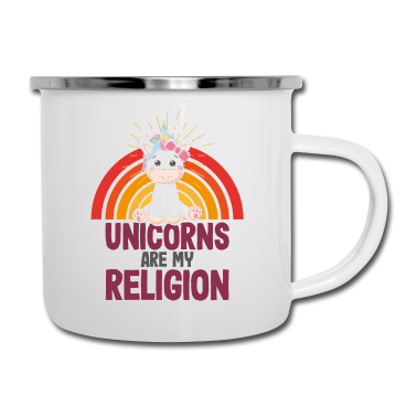 Einhörner Emaille Tasse - Einhorn Einhörner - Einhörner sind meine Religion