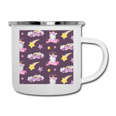 Einhörner Emaille Tasse - Einhorn Hals Gator Küss mich Ich bin ein Einhorn Einhörner