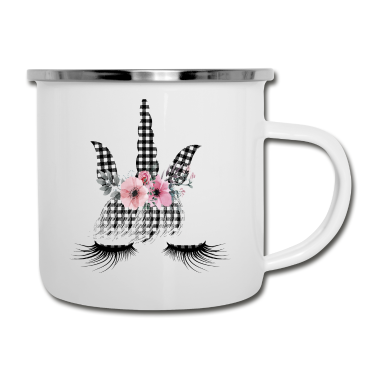Einhörner Emaille Tasse - Einhorn Einhorn Tartan