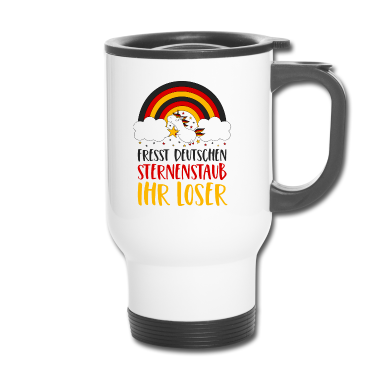 Einhörner Thermobecher - Deutschland Einhorn Spruch Sternenstaub Fußball