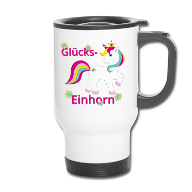 Einhörner Thermobecher - Glückseinhorn mit Kleeblättern