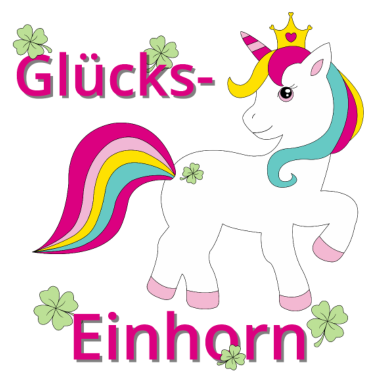 Motiv Glückseinhorn mit Kleeblättern