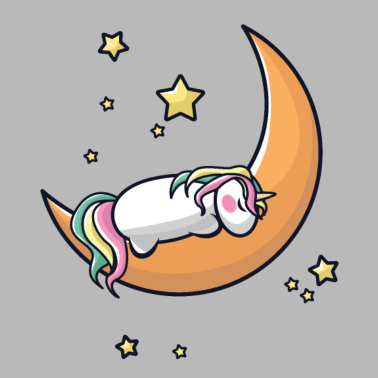 Motiv Einhorn schläft auf dem Halbmond