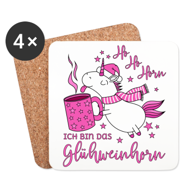 Einhörner Untersetzer - Einhorn Glühweinhorn Ho Ho Horn Spruch Weihnachten