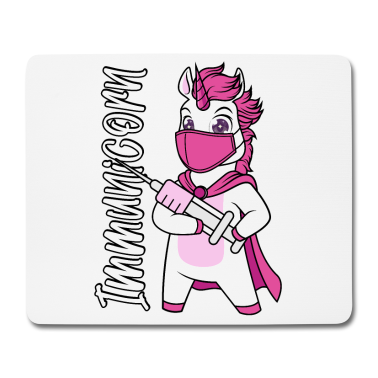 Einhörner Mousepad - Geimpft Impfung Einhorn Spritze Maske Immunicorn