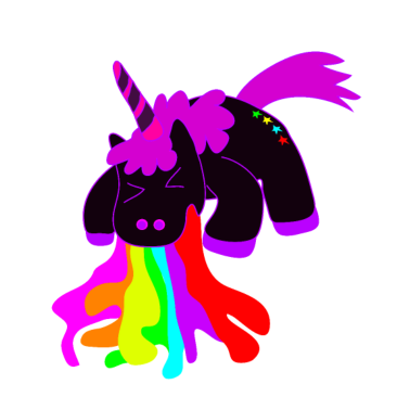 Motiv Lustiges Kotzendes Schwarzes Einhorn Regenbogen