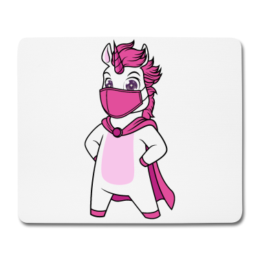 Einhörner Mousepad - Einhorn mit Gesichtsmaske Superheld Maske Lustig