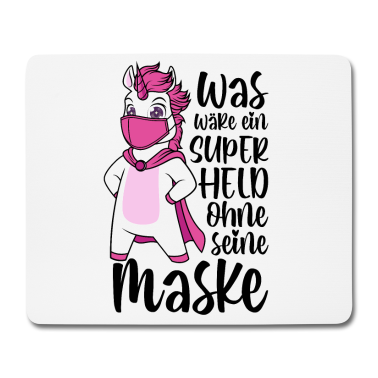 Einhörner Mousepad - Einhorn Superheld Maske Mundschutz lustige Sprüche