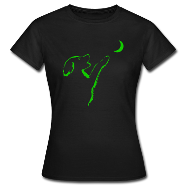 Hunde T-Shirt - Hund schaut Mond an