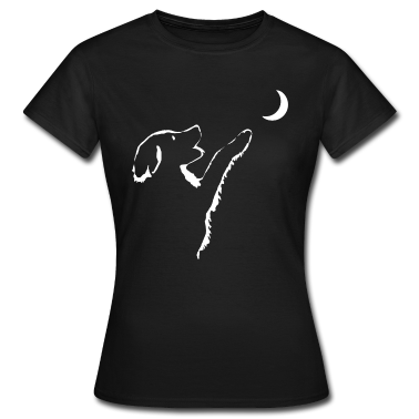 Hunde T-Shirt - Hund schaut Mond an