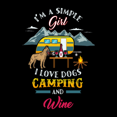 Motiv T-shirtdesign ich liebe camping Hunde und Wein