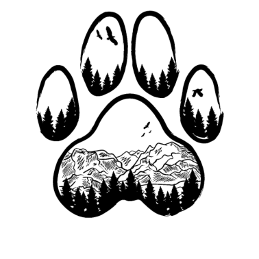 Motiv Berge Wandern Camping Hund Hundepfote