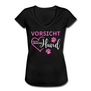 Hunde T-Shirt - Hunde Spruch Vorsicht vor dem bisschen Hund pink w