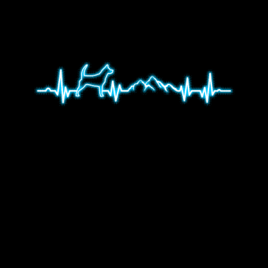 Motiv Herzschlag Hund und Berge