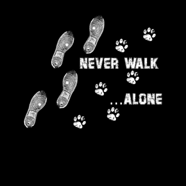 Motiv Never Walk Alone Hund Pfote Schuhabdruck