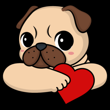 Motiv Valentinstag Mops mit Herz