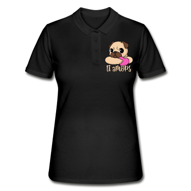 Hunde Poloshirt - Valentinstag Mops Herz ti amops Liebe ti amo Paare