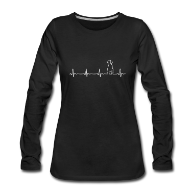 Hunde Langarmshirt - Heartbeat Dog Herzschlag Hund