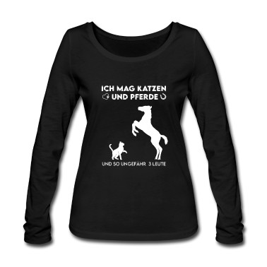 Hunde Langarmshirt - Ich mag Katzen und Pferde Tierliebe Geschenk