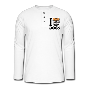 Hunde Langarmshirt - ich liebe hunde bulldog kopf comic