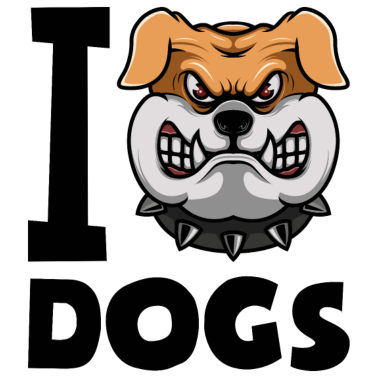 Motiv ich liebe hunde bulldog kopf comic