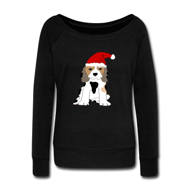 Hunde Langarmshirt - Weihnachten-Hund mit Zipfelmütze