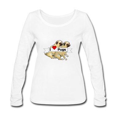 Hunde Langarmshirt - I love Pugs Mops Hund Haustier Tier Liebe Geschenk