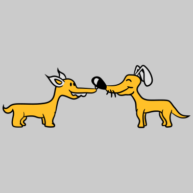 Motiv schnuppern riechen 2 hunde team brüder freunde paa