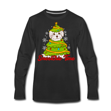 Hunde Langarmshirt - Weihnachtsbaum Weihnachten Malteser Hund Hunde