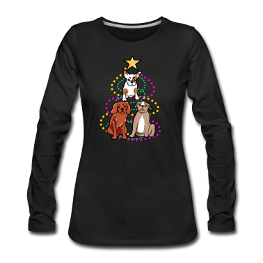 Hunde Langarmshirt - Hunde Pyramide Weihnachtsbaum