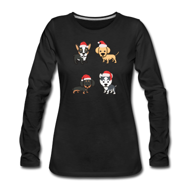 Hunde Langarmshirt - Hunde Weihnachten Mütze Niedlich Geschenk