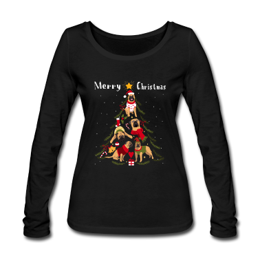 Hunde Langarmshirt - Bullmastiff Weihnachtsbaum Hund Weihnachten