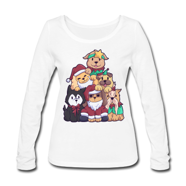 Hunde Langarmshirt - Christmas Dog Weihnachtsbaum Hunde