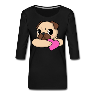 Hunde Langarmshirt - Valentinstag Mops
