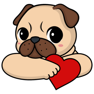 Motiv Valentinstag Mops mit Herz