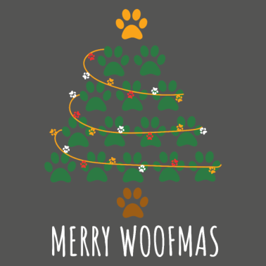 Motiv Merry Woofmas Weihnachtsbaum mit Hunde Pfoten