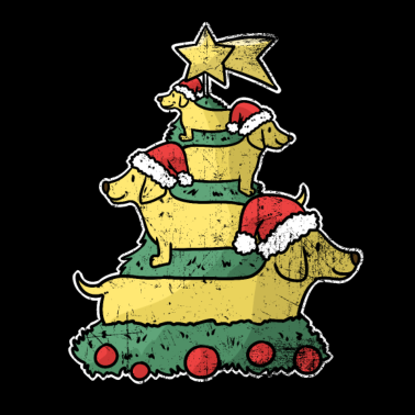Motiv Weihnachten Weihnachtsbaum Dackel Hund Geschenk