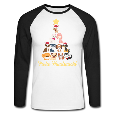 Hunde Langarmshirt - Frohe Hundsnacht Hunde Weihnachtsbaum Weihnachten