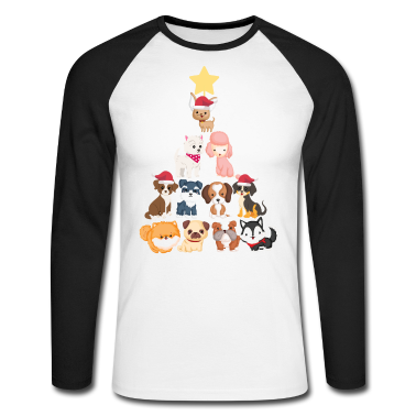 Hunde Langarmshirt - Niedlicher Hunde Weihnachtsbaum Frohe Weihnachten