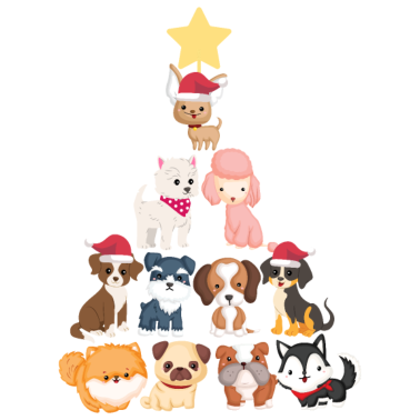 Motiv Niedlicher Hunde Weihnachtsbaum Frohe Weihnachten